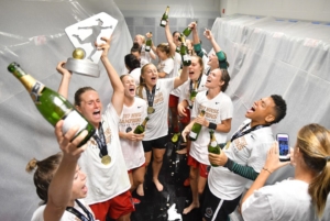 Thorns Celebrate with Champagne