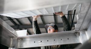 Solid Form employee inspecting a catwalk